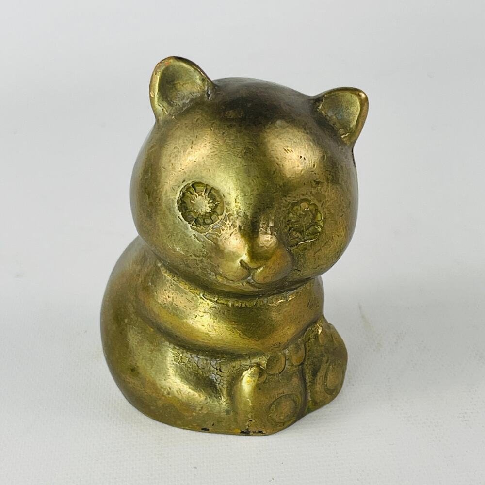 Vintage Ottone Garantito Verniciato A Fuoco Brass Bear Figurine 3"